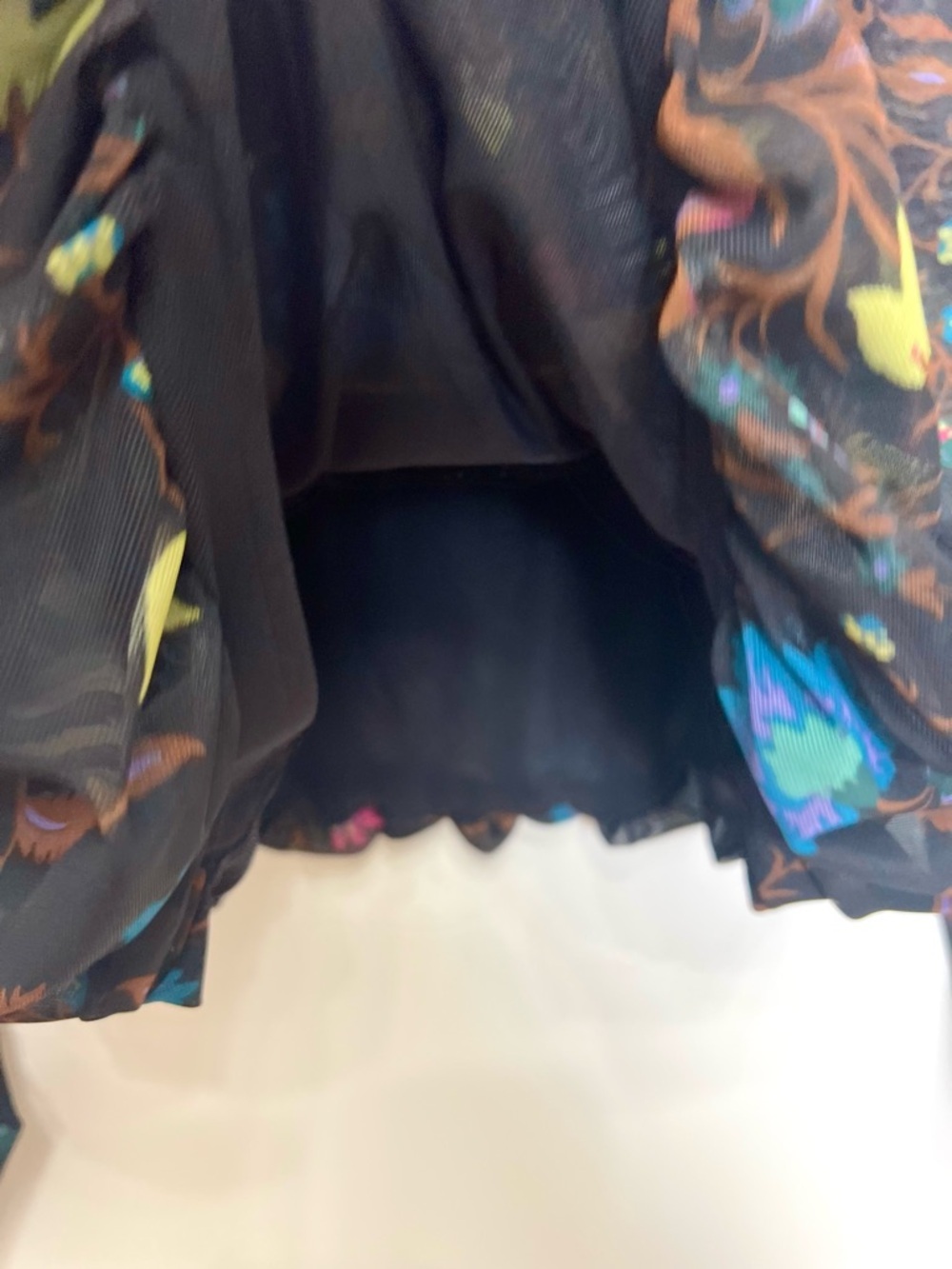 Free People Black Floral Sheer Peasant Blouse with Turquoise & Pink Accents - Picture 5 of 5
